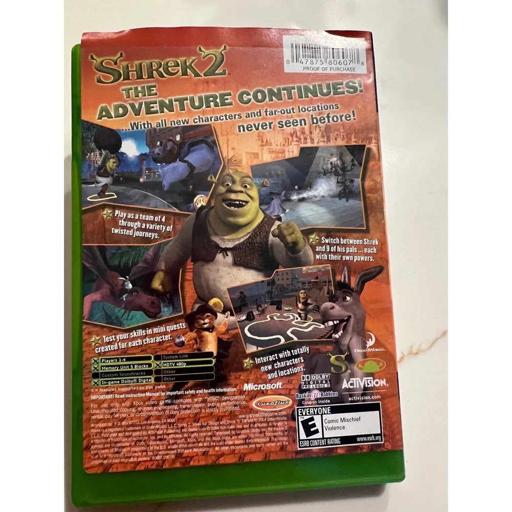 Shrek 2 Microsoft Xbox Original Video Game Activision‎ 2004 CIB Complete